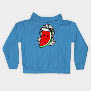 Watermelon Kufiya Free Palestine -  With Eyes -Wrapped - Front Kids Hoodie